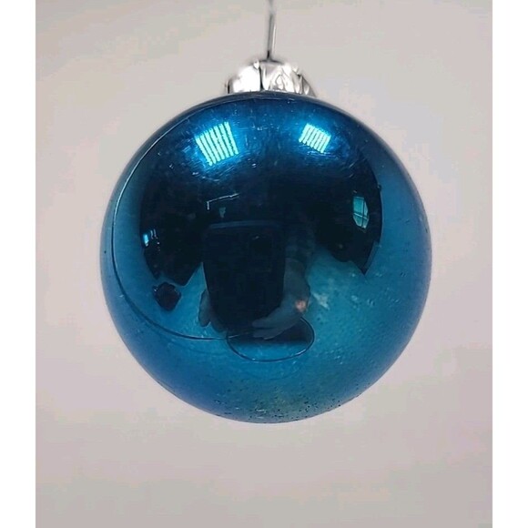 Vintage East Germany Glass Christmas Ornament Blue - Picture 3 of 4